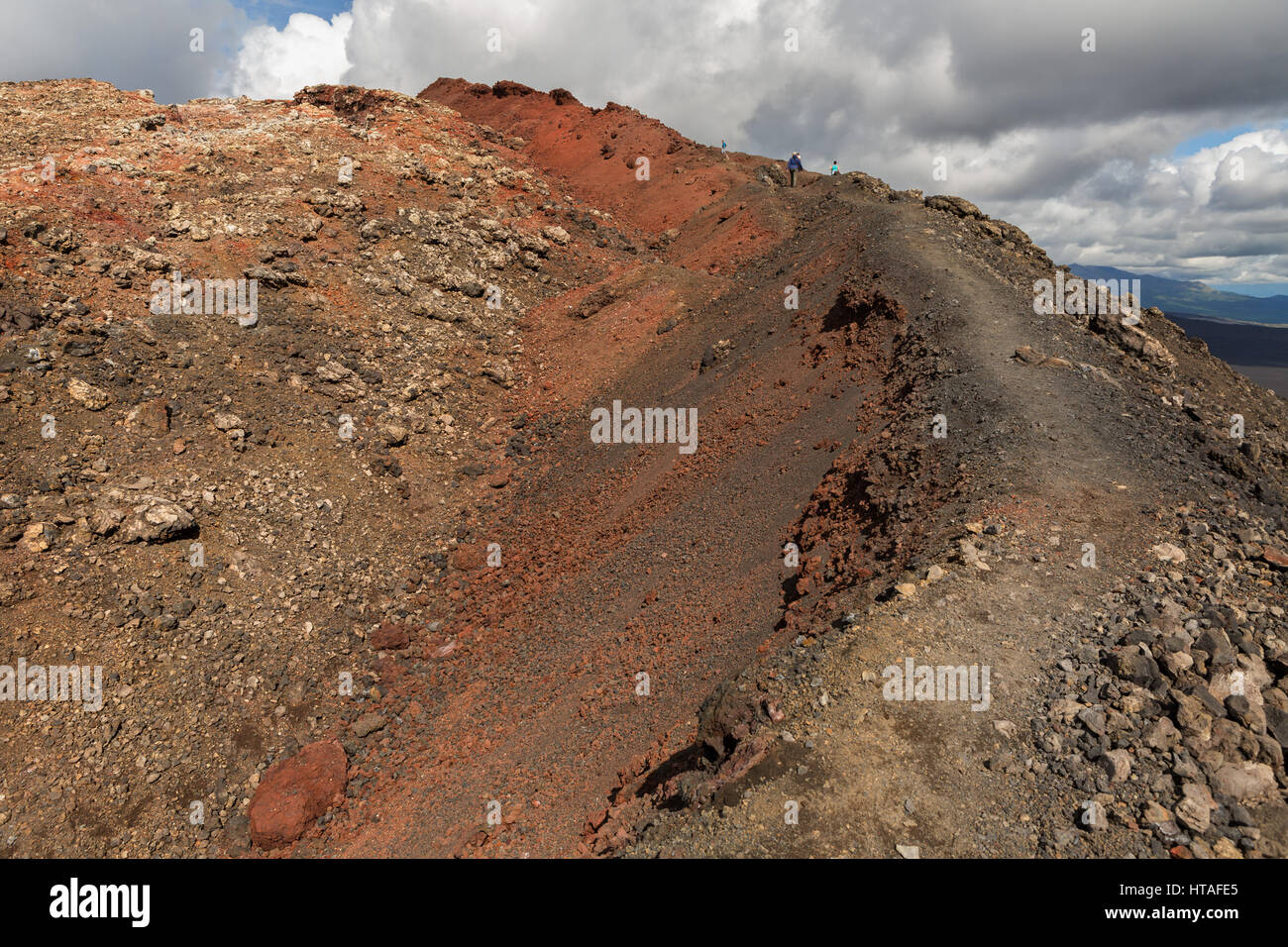 Wandern Wanderweg Aufstieg zum Norden Durchbruch große Tolbachik Fissur Eruption 1975 Stockfoto