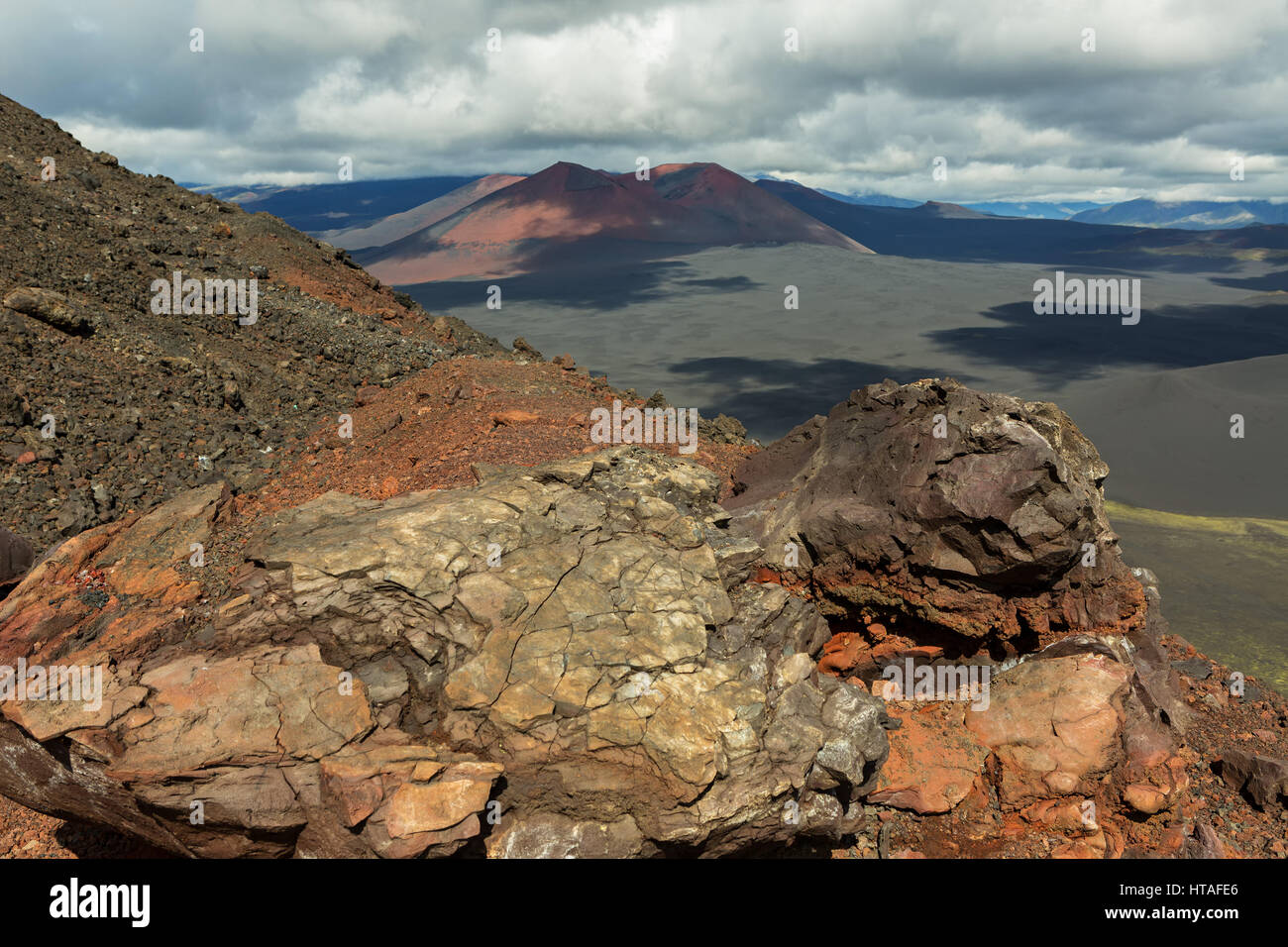 Schlackenkegel von Norden Durchbruch große Tolbachik Fissur Eruption 1975 Stockfoto