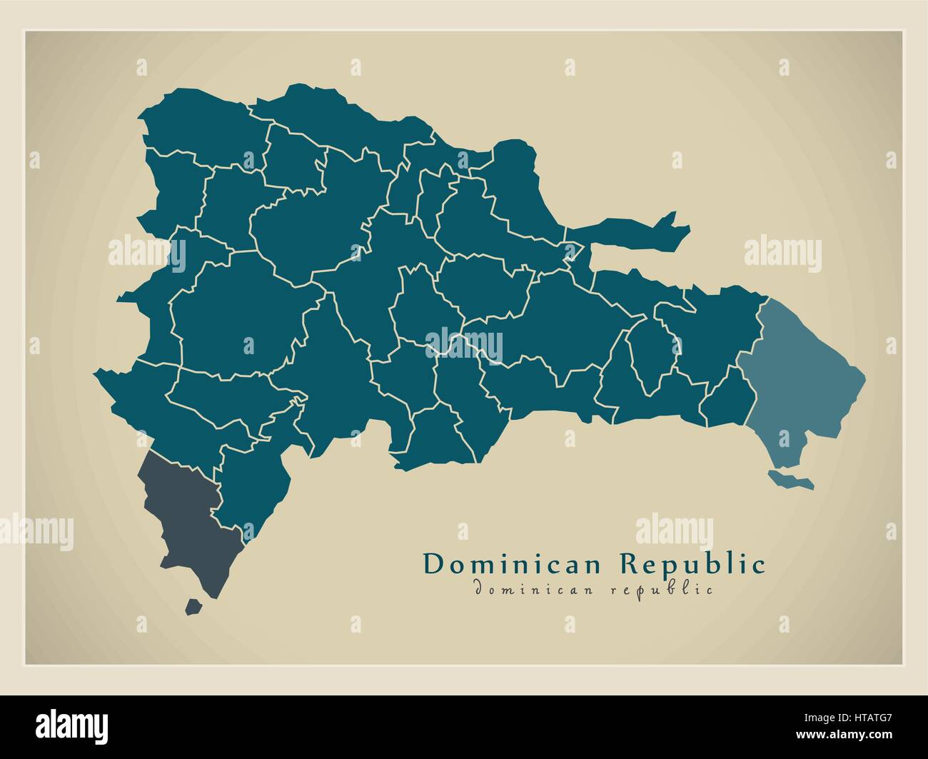 Moderne Karte - Dominikanische Republik mit Provinzen Abbildung silhouette Stock Vektor