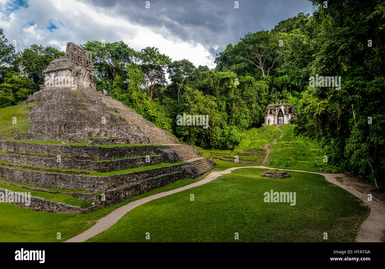 Tempel der Cross-Gruppe bei Maya-Ruinen von Palenque - Chiapas, Mexiko Stockfoto