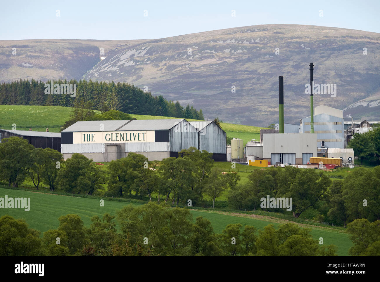 Der Glenlivet Whisky Brennerei in der Nähe der Cairngorms in den Highlands von Schottland. Stockfoto