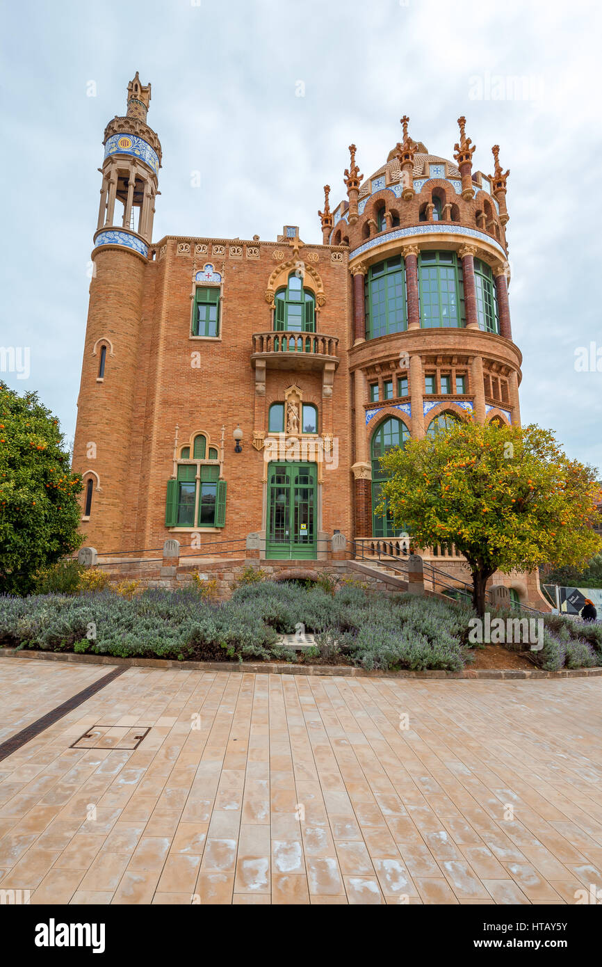 Hospital De La Santa Creu ich Sant Pau, Barcelona, Katalonien, Spanien. Von der katalanischen Modernisme Architekt Lluís Domènech ich Montaner. Stockfoto