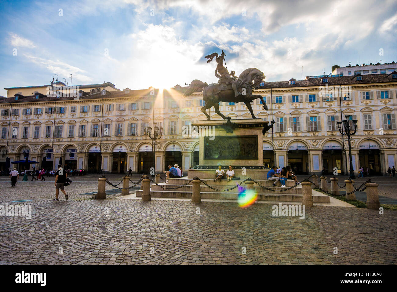 Denkmäler der Piazza San Carlo, einem der wichtigsten Plätze in Turin