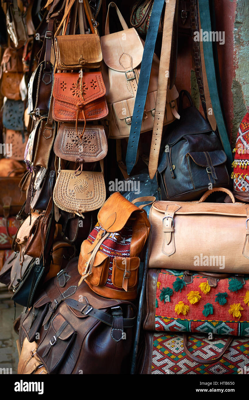 Geschäfte von Medina Kasbah, Marrakech, Marokko Stockfoto