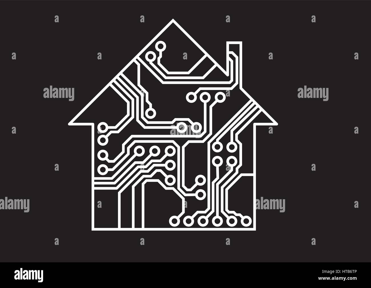 Intelligente Haushaltsgeräte weiße und schwarze Vektor, einfachen Leiterplatte Stock Vektor