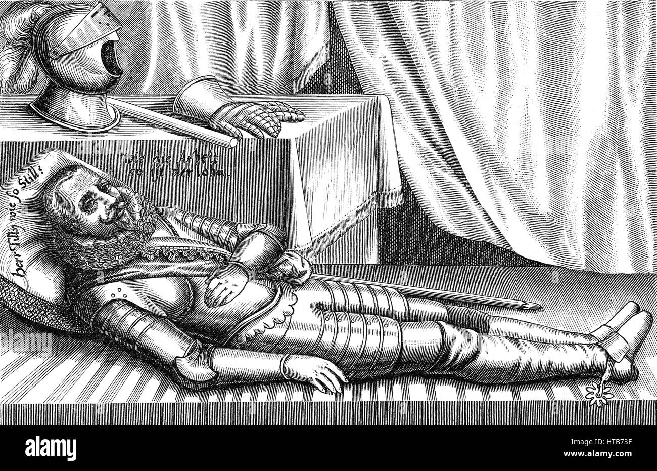 Karikatur auf Johann t'Serclaes Graf von Tilly nach der Schlacht bei Breitenfeld, 1631, Dreißigjährigen Krieg Stockfoto