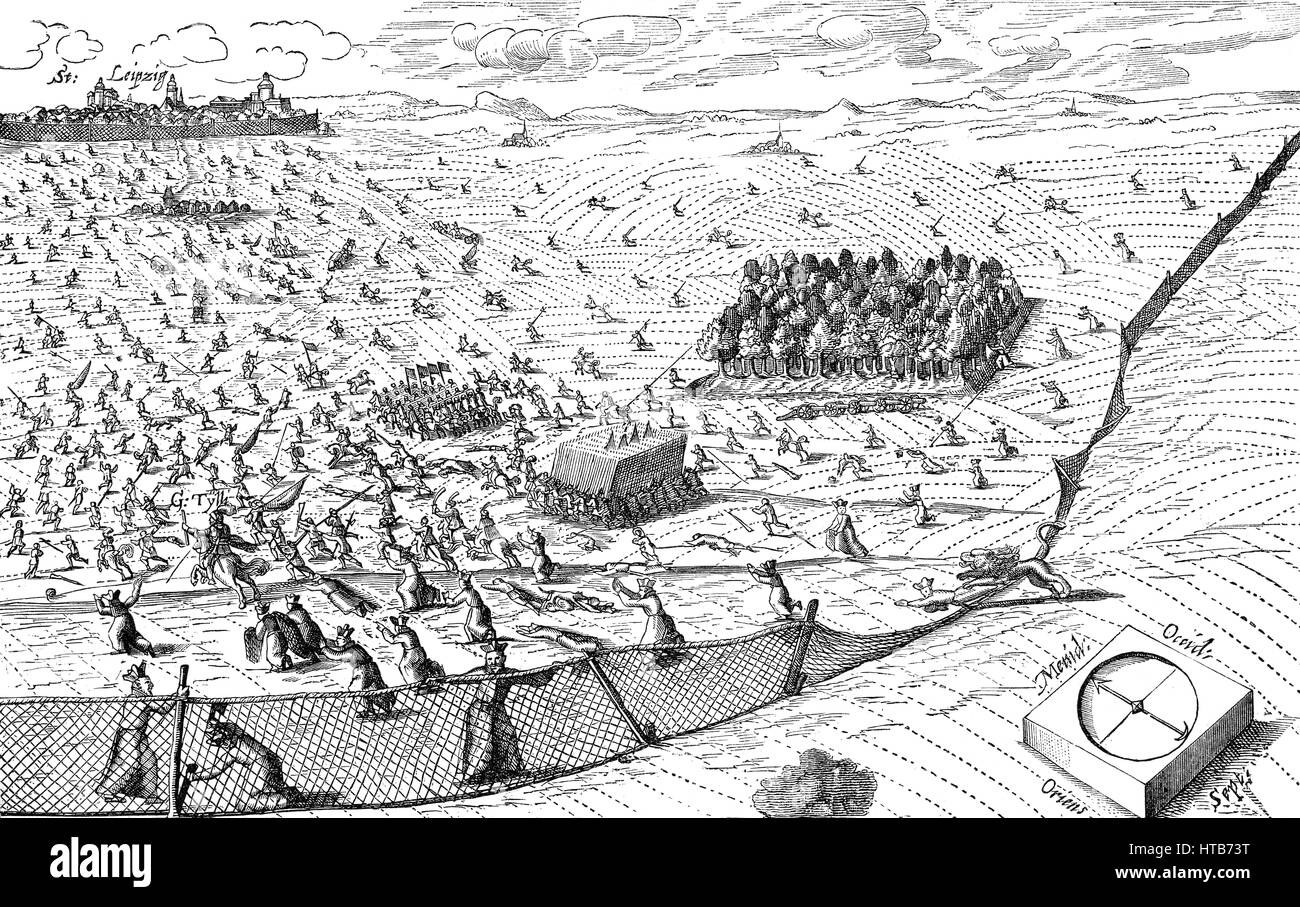 Karikatur auf der Schlacht von Breitenfeld, 1631, Dreißigjähriger Krieg Stockfoto