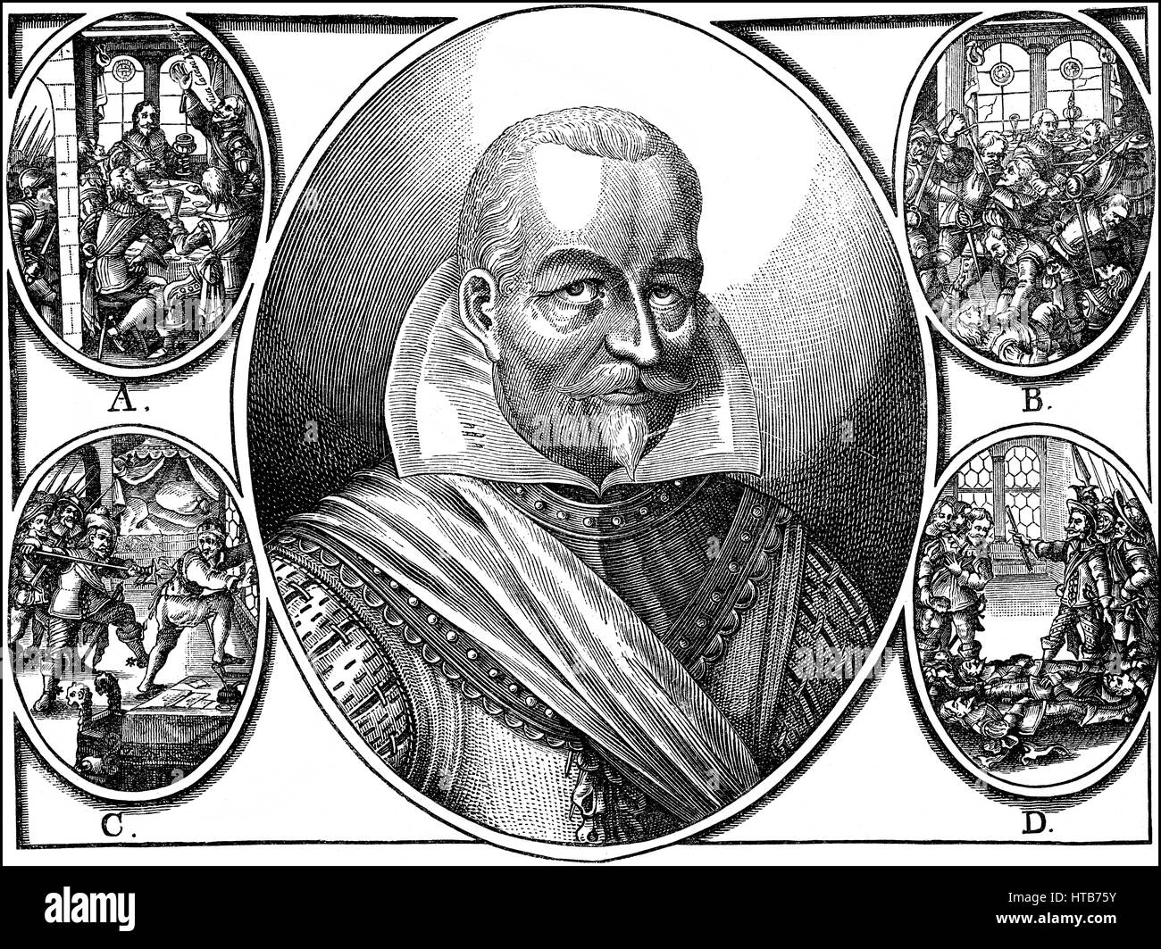 Ermordung von Albrecht von Wallenstein, 1583-1634, Kommandeur der kaiserlichen Truppen im Dreißigjährigen Krieg Stockfoto