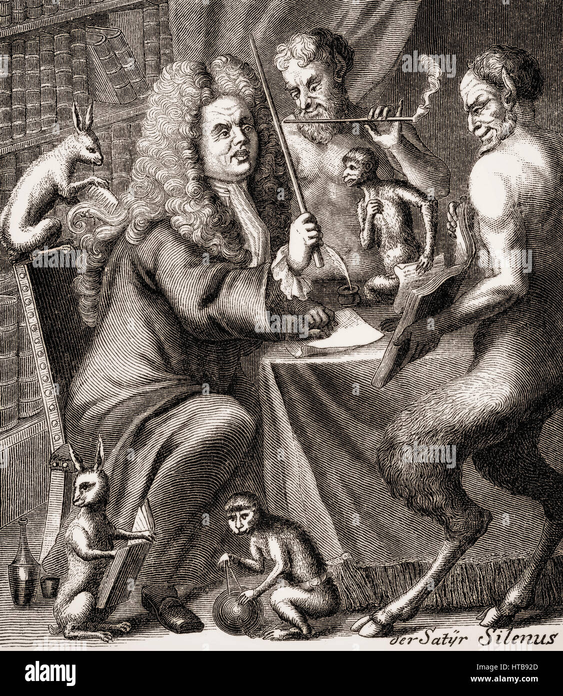 Satirische Porträt von Jacob Paul Freiherr von Gundling, 1673-1731, ein deutscher Historiker, Tabak Kabinett von Frederick William ich Stockfoto