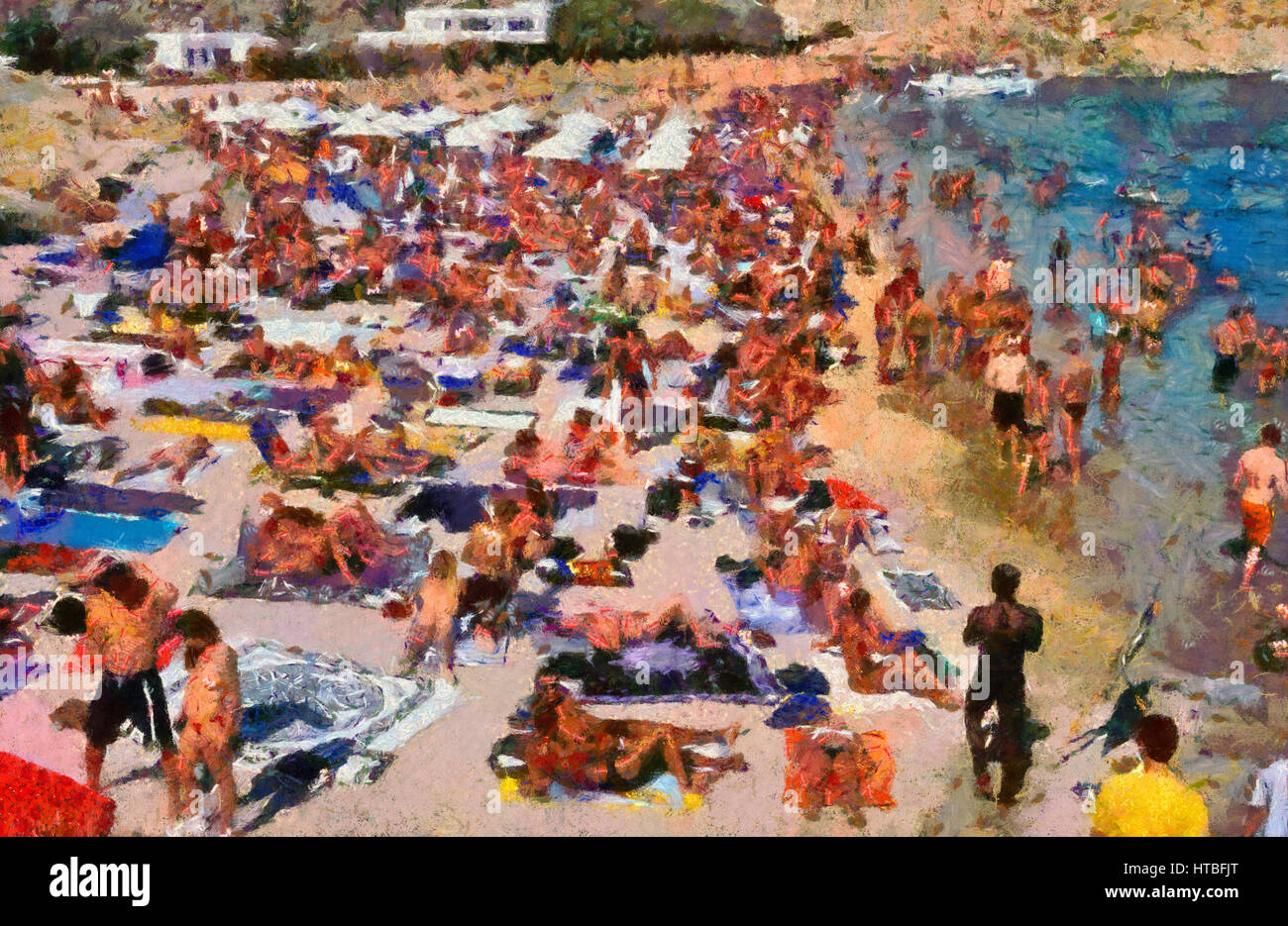 Super Paradise Beach in Mykonos Insel, Griechenland Stockfoto