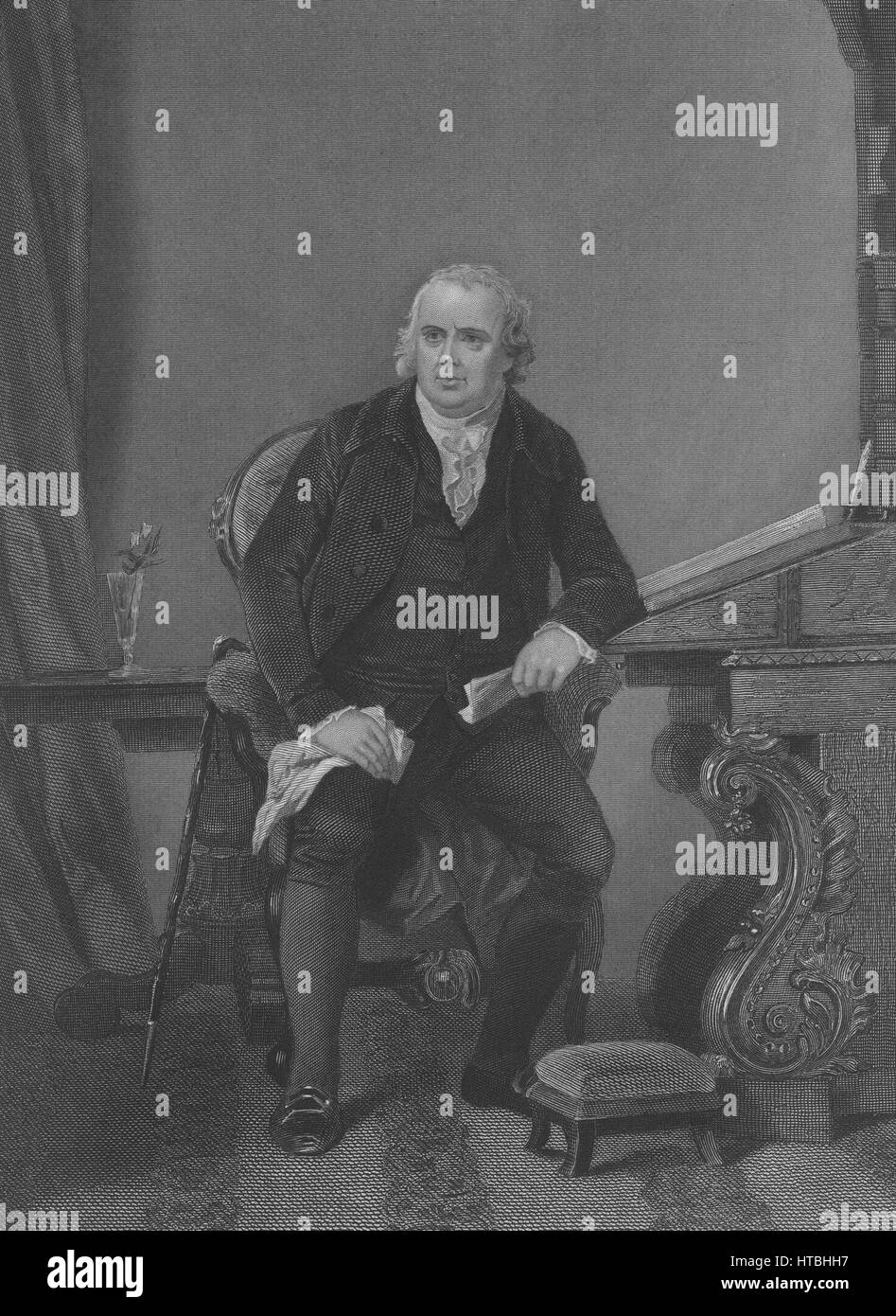 Gravierte Portrait von Robert Morris, Gründervater und persönlichen Finanzier des amerikanischen revolutionären Krieges, 1862. Von der New York Public Library. Stockfoto