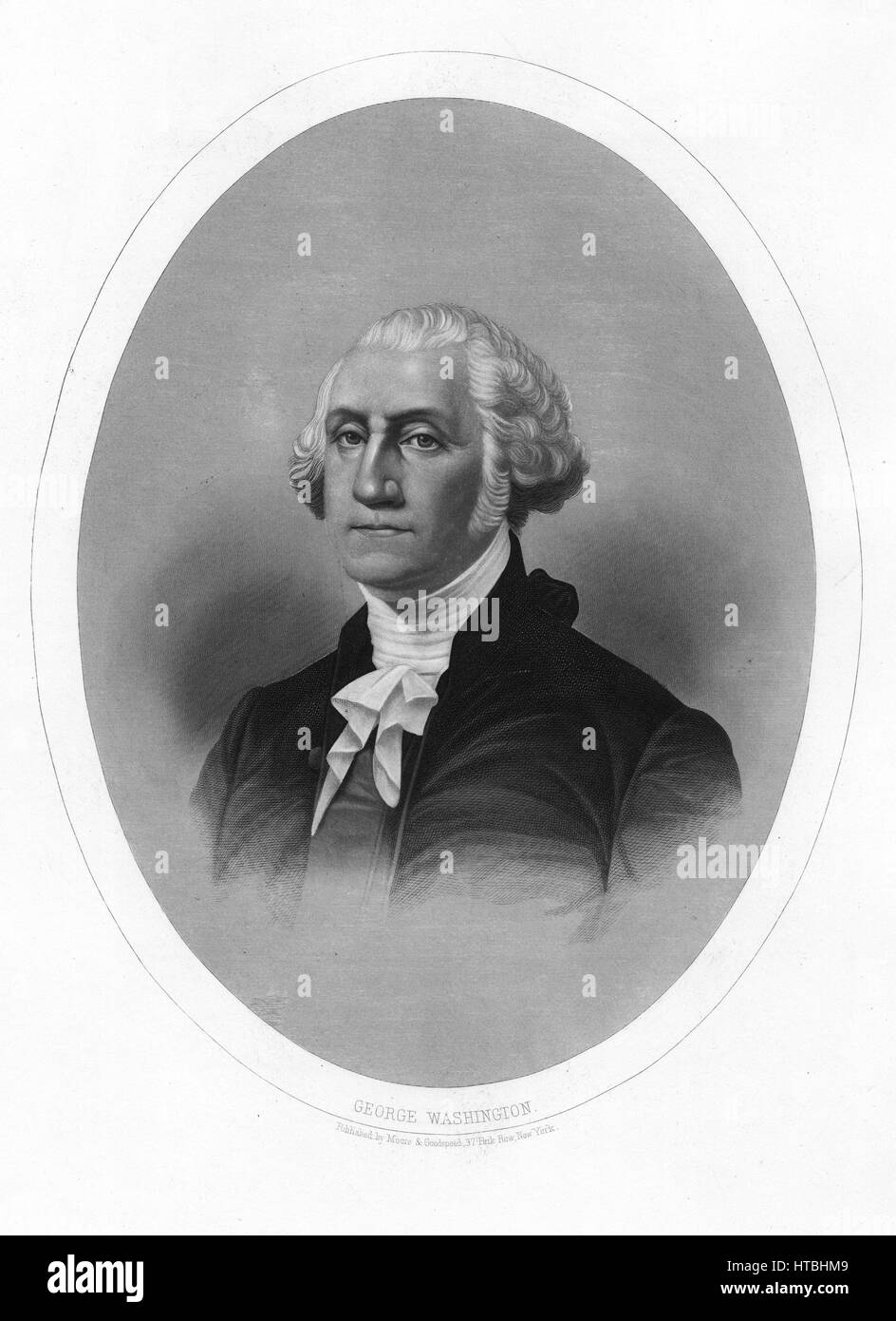 Gravierte Porträt von George Washington, Begründer und erster Präsident der Vereinigten Staaten von Amerika, Washington, DC, 1850. Von der New York Public Library. Stockfoto