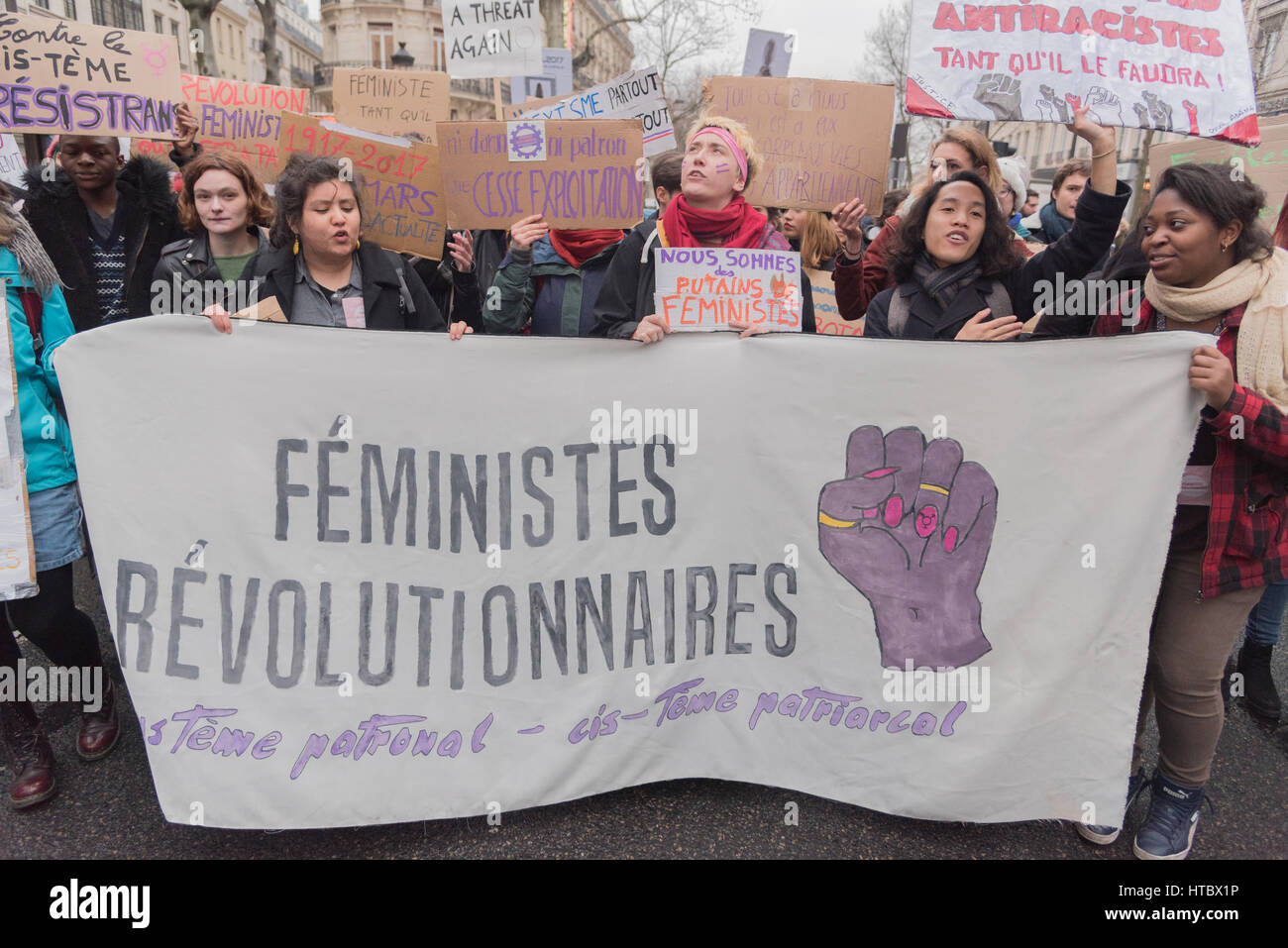 8. März 2017, Rechte eines internationalen Frauen Tag in Paris Stockfoto