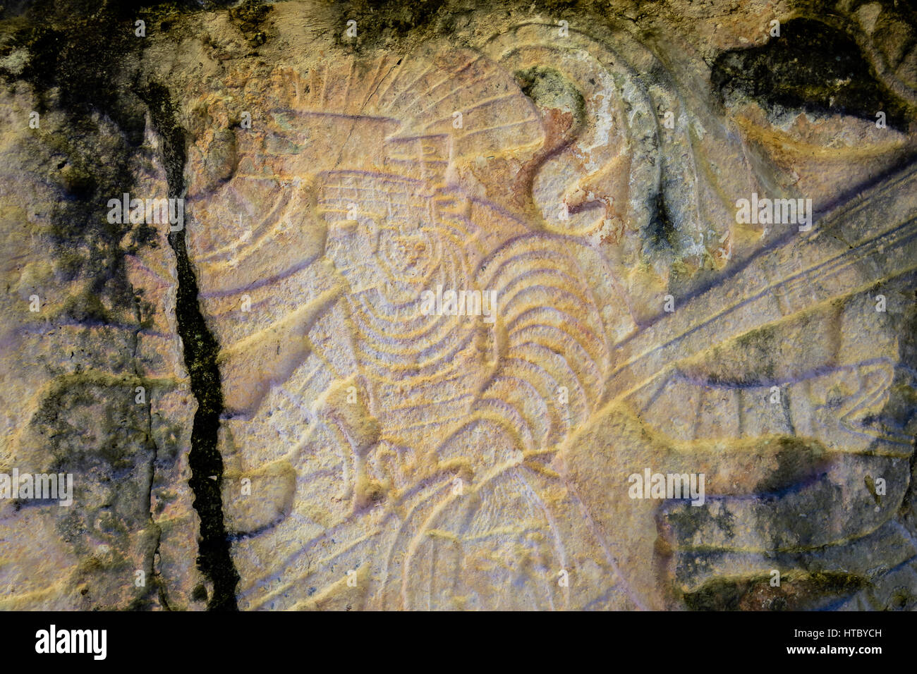 Schnitzereien in der Venus-Plattform an der alten Maya-Ruinen von Chichen Itza - Yucatan, Mexiko Stockfoto