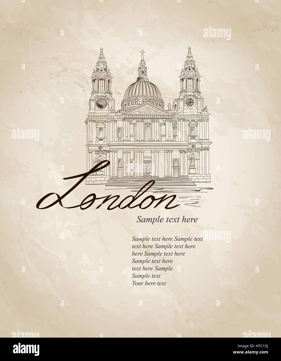 St. Paul Kathedrale, London, UK. Hand gezeichnet Abbildung. vector vintage Hintergrund. Stock Vektor