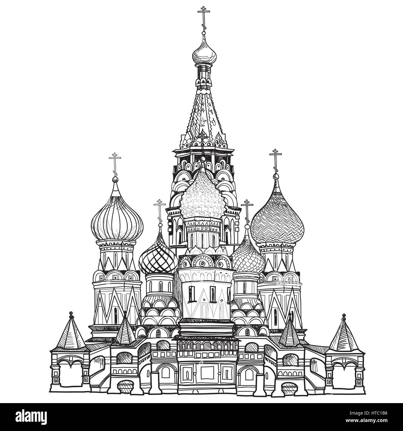 Basilius Kathedrale, Türme und Wand Stadtbild russischen berühmten Ort. Kreml Stadt Blick von Moskau Fluss. Roter Platz, Moskau, Russland. Reisen russi Stock Vektor
