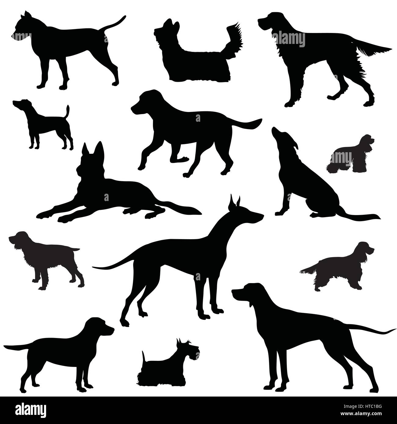 Hund gesetzt. PET-zeichen Sammlung. Tierische vektor Silhouette Stock