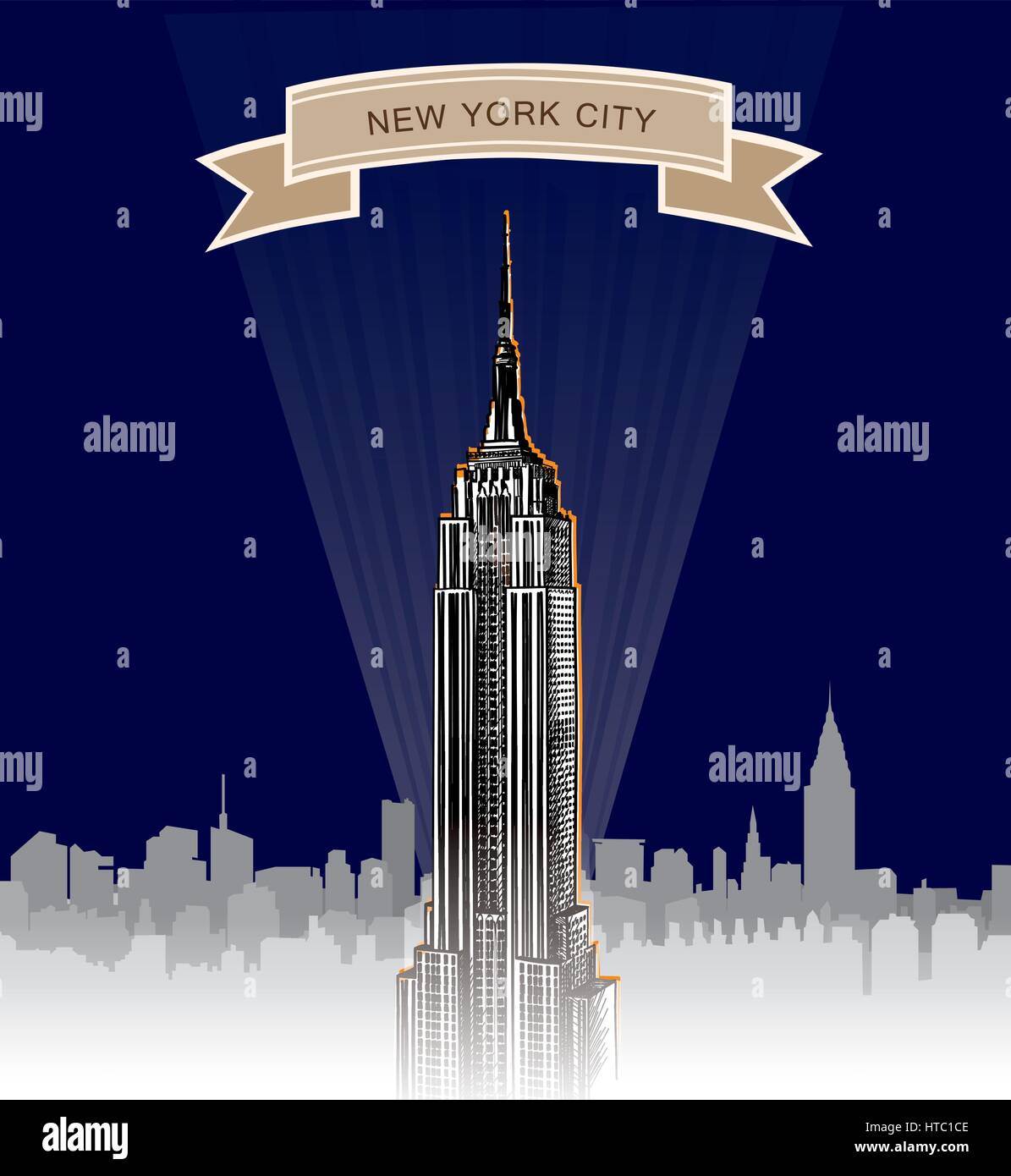 Skyline von New York. Vektor usa Landschaft. Stadtbild in den frühen Morgen. Skyline von Manhattan mit dem Empire State Building Stock Vektor