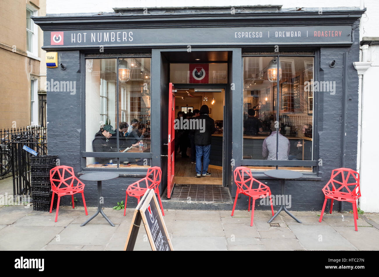 Heiße Nummern Café in zentralen Cambridge Stockfoto