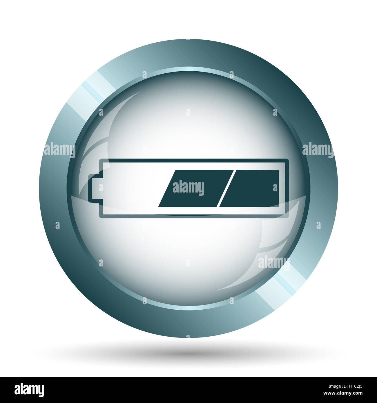 2 Drittel geladene Batteriesymbol. Internet-Button auf weißem Hintergrund. Stockfoto