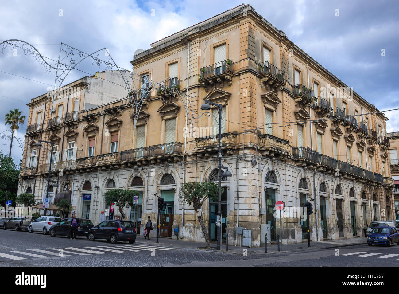 Wohn Architektur in Syrakus Stadt, südöstlich Ecke der Insel Sizilien, Italien Stockfoto