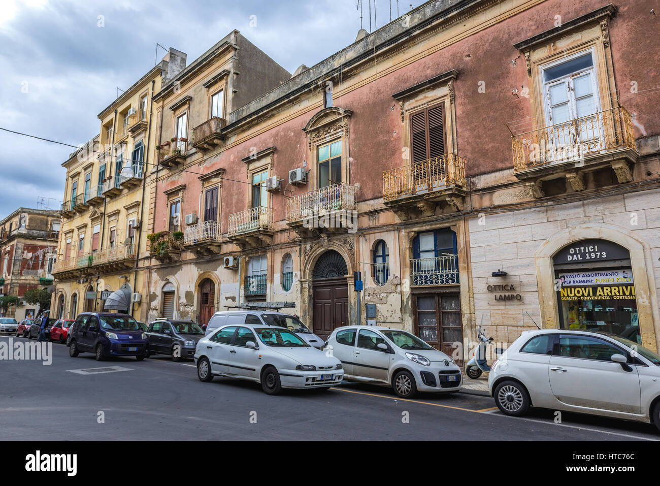 Straße in Syrakus City, südöstlich Ecke der Insel Sizilien, Italien Stockfoto