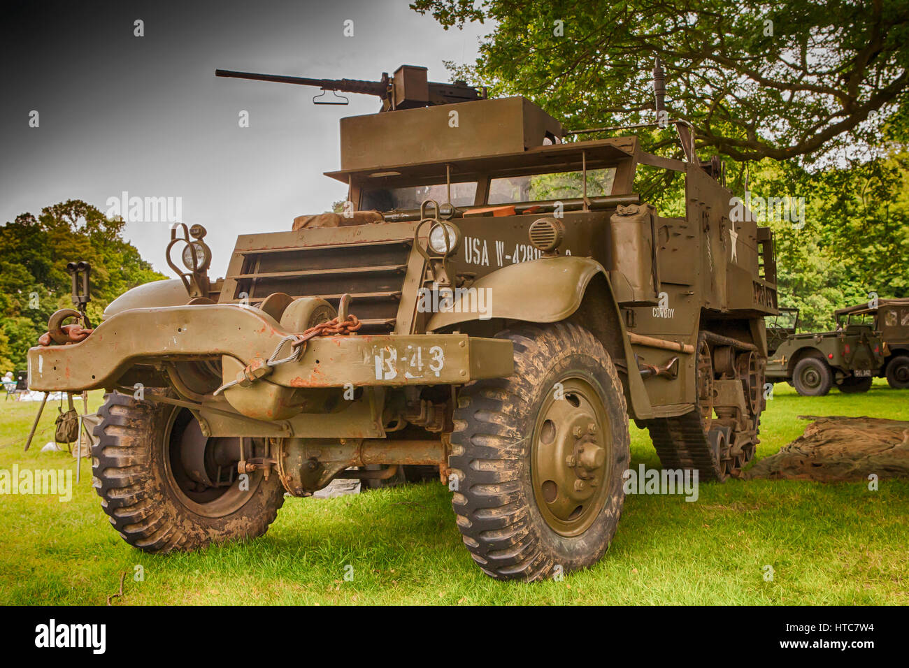 Amerikanische Armeefahrzeug Thoresby Park, Nottinghamshire, England Stockfoto