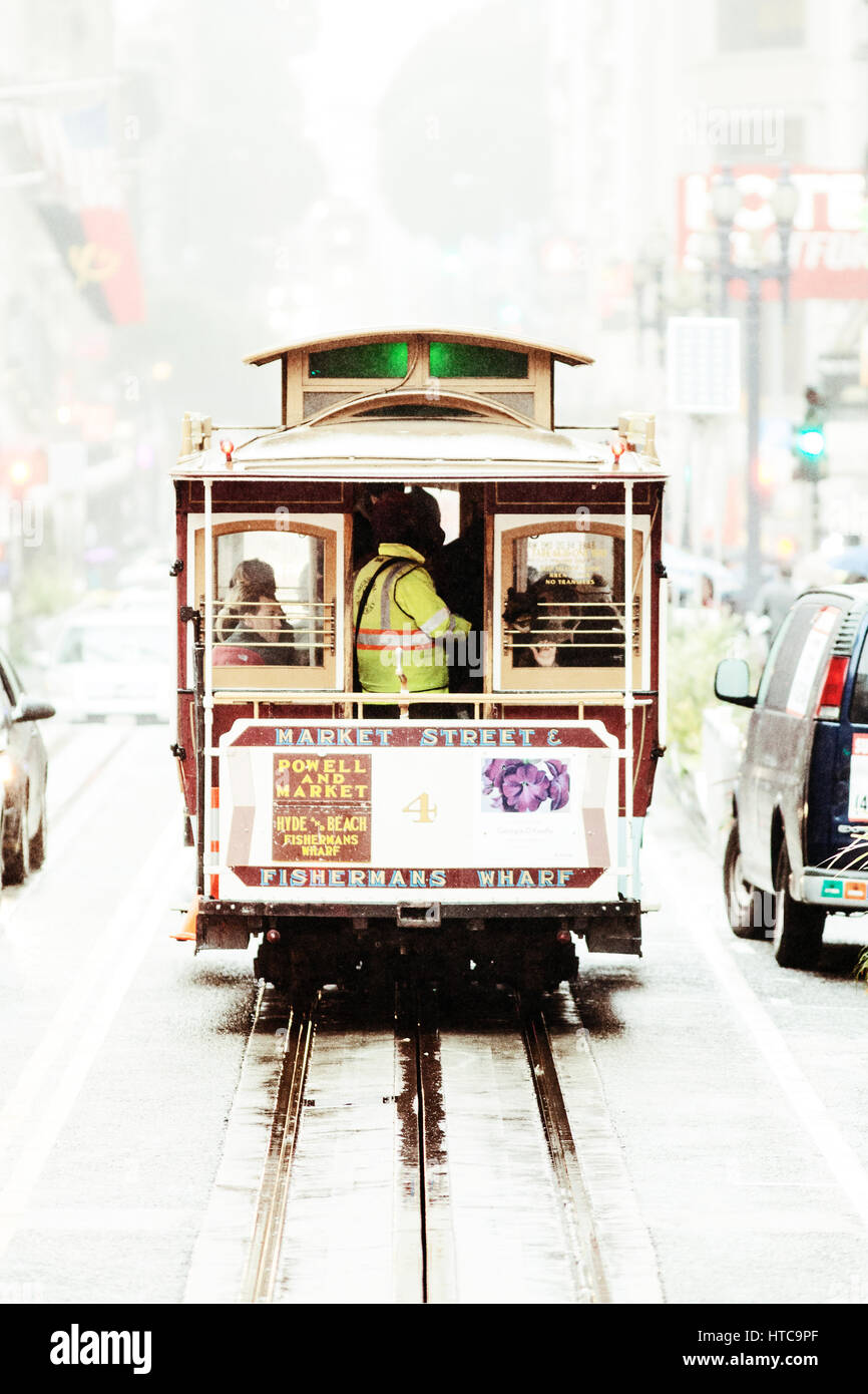 Powell und Market Street Cable cars. Stockfoto