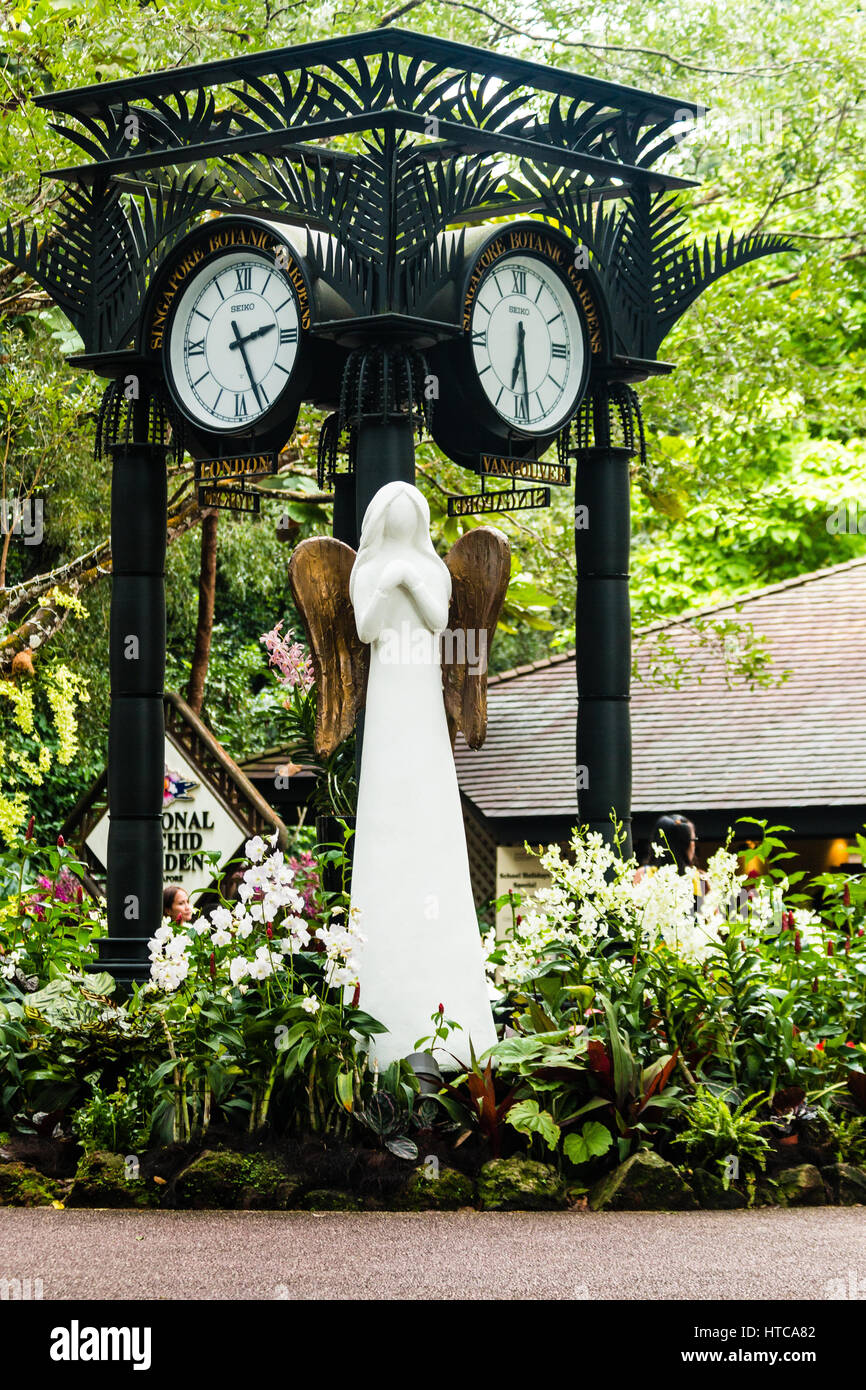 Weihnachten Engel, Clock Tower, National Orchid Garden, Singapur, Asien Stockfoto