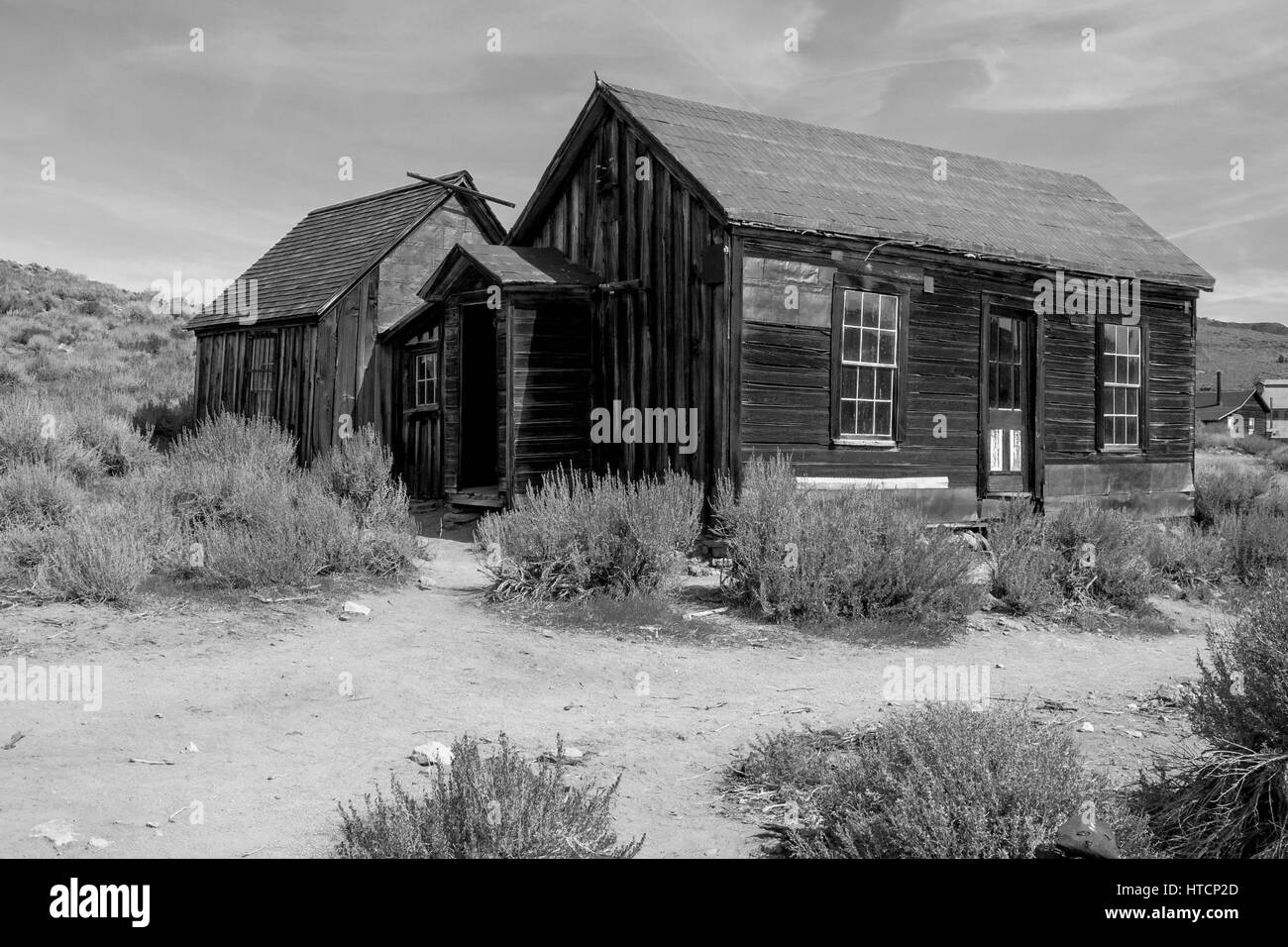 Bodie State Park sind die Überreste von Bodie, eine Silber- und Kupfermünzen Bergbaustadt in der östlichen kalifornischen Wüste. Stockfoto