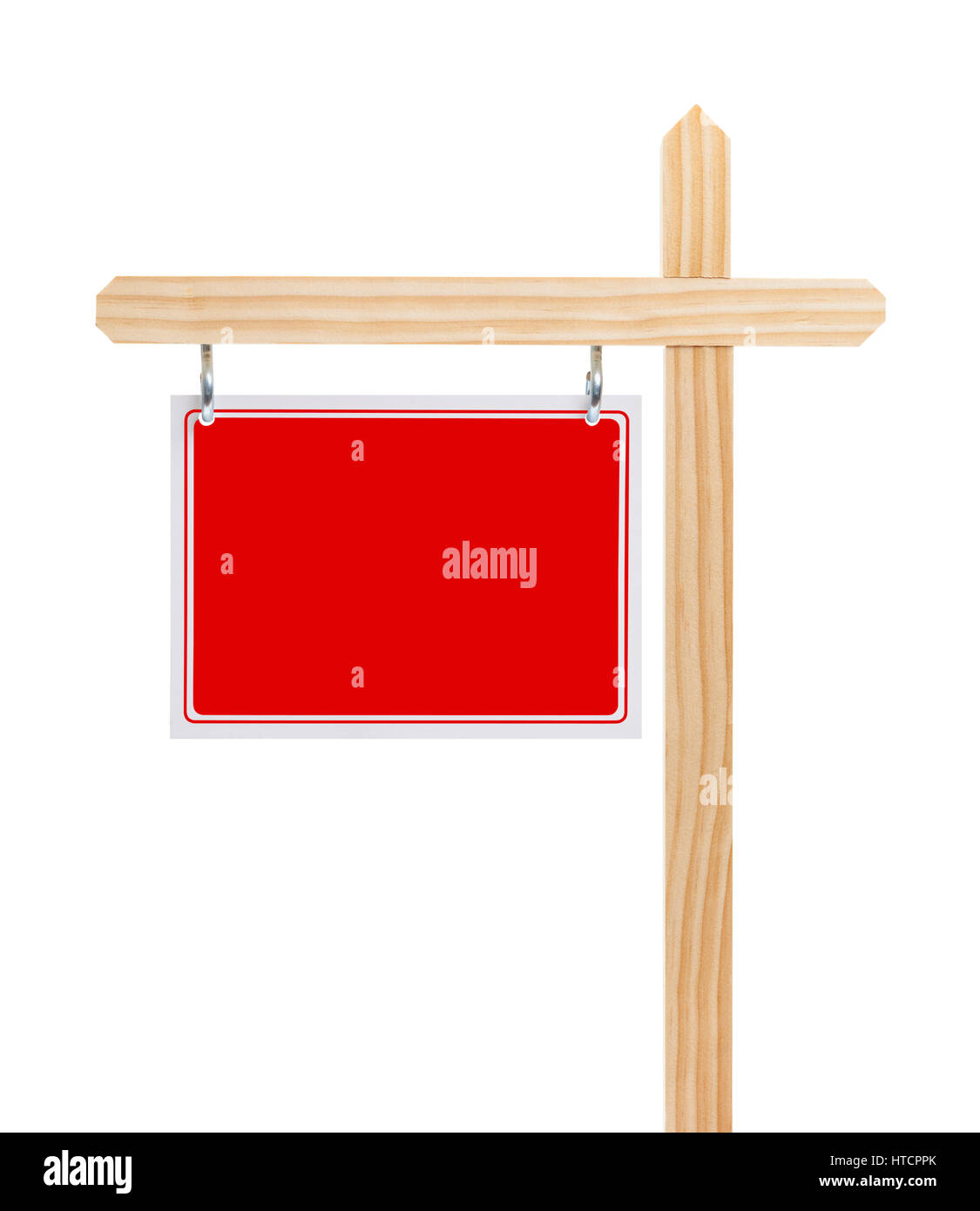 Schild von leeren roten Immobilienmakler Isolated on White Background. Stockfoto