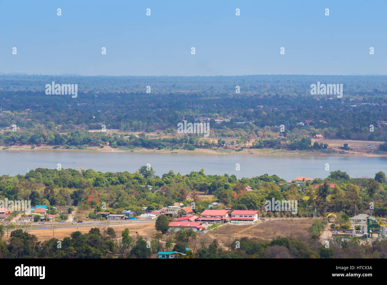 Draufsicht des Mekong Mukdahan, Thailand Stockfoto