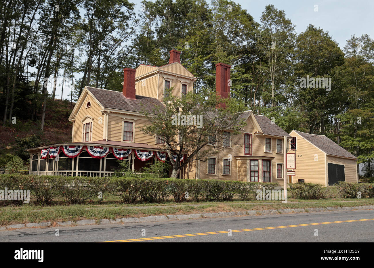 Die Strecke ist ein historisches Haus in Concord, Massachusetts, die einst die Heimat der "Little Women" schon, Louisa May Alcott. Stockfoto