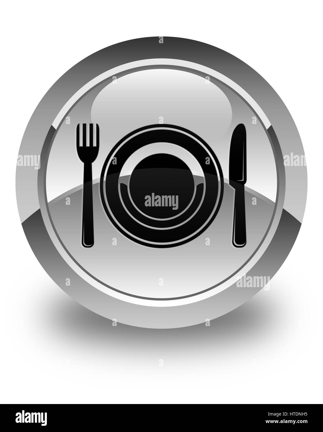 Essen Platte Symbol isoliert auf glänzend weiße Runde Taste abstrakte Abbildung Stockfoto