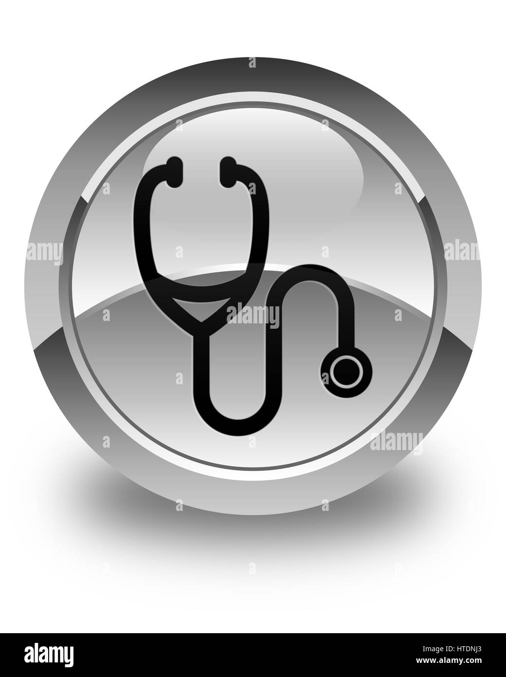Stethoskop Symbol isoliert auf weiß glänzend Runde Taste abstrakte Abbildung Stockfoto