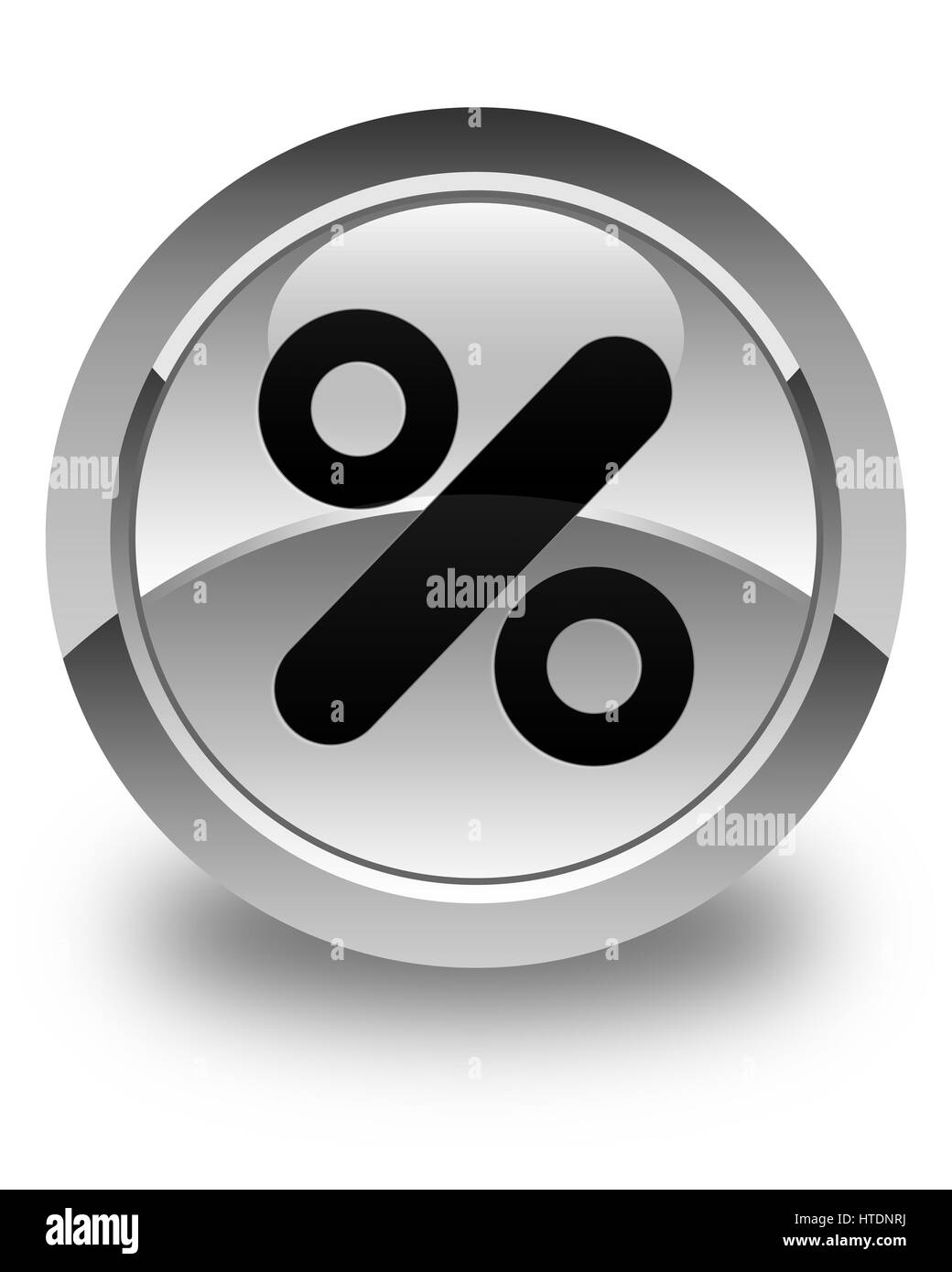 Rabatt-Symbol isoliert auf abstrakte Darstellung glänzend weißen runden Knopf Stockfoto