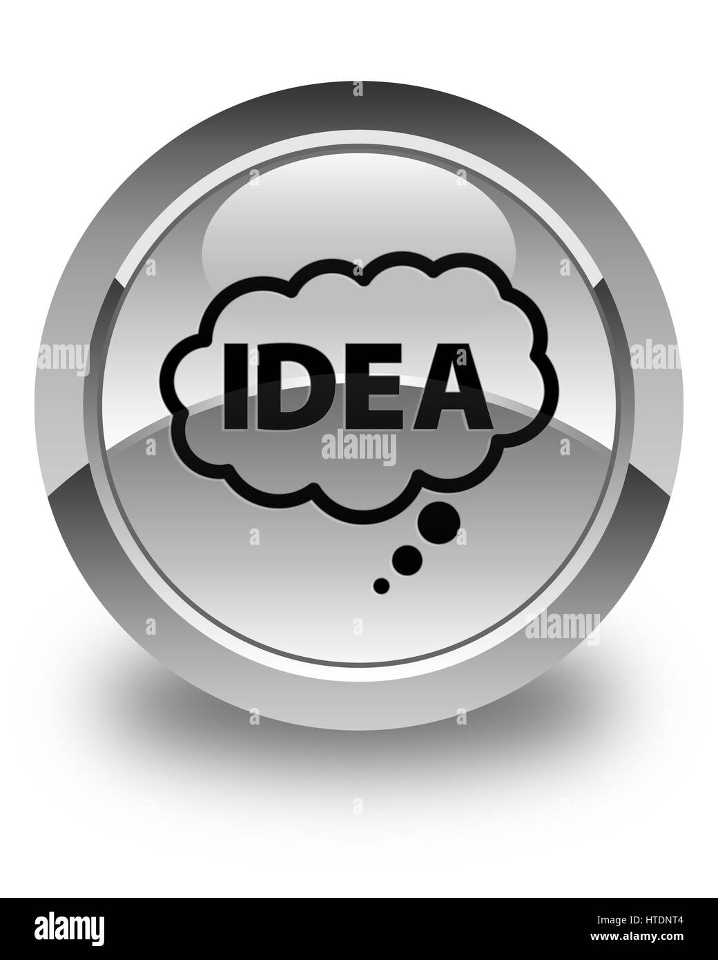 Idee-Blase Symbol isoliert auf abstrakte Darstellung glänzend weißen runden Knopf Stockfoto