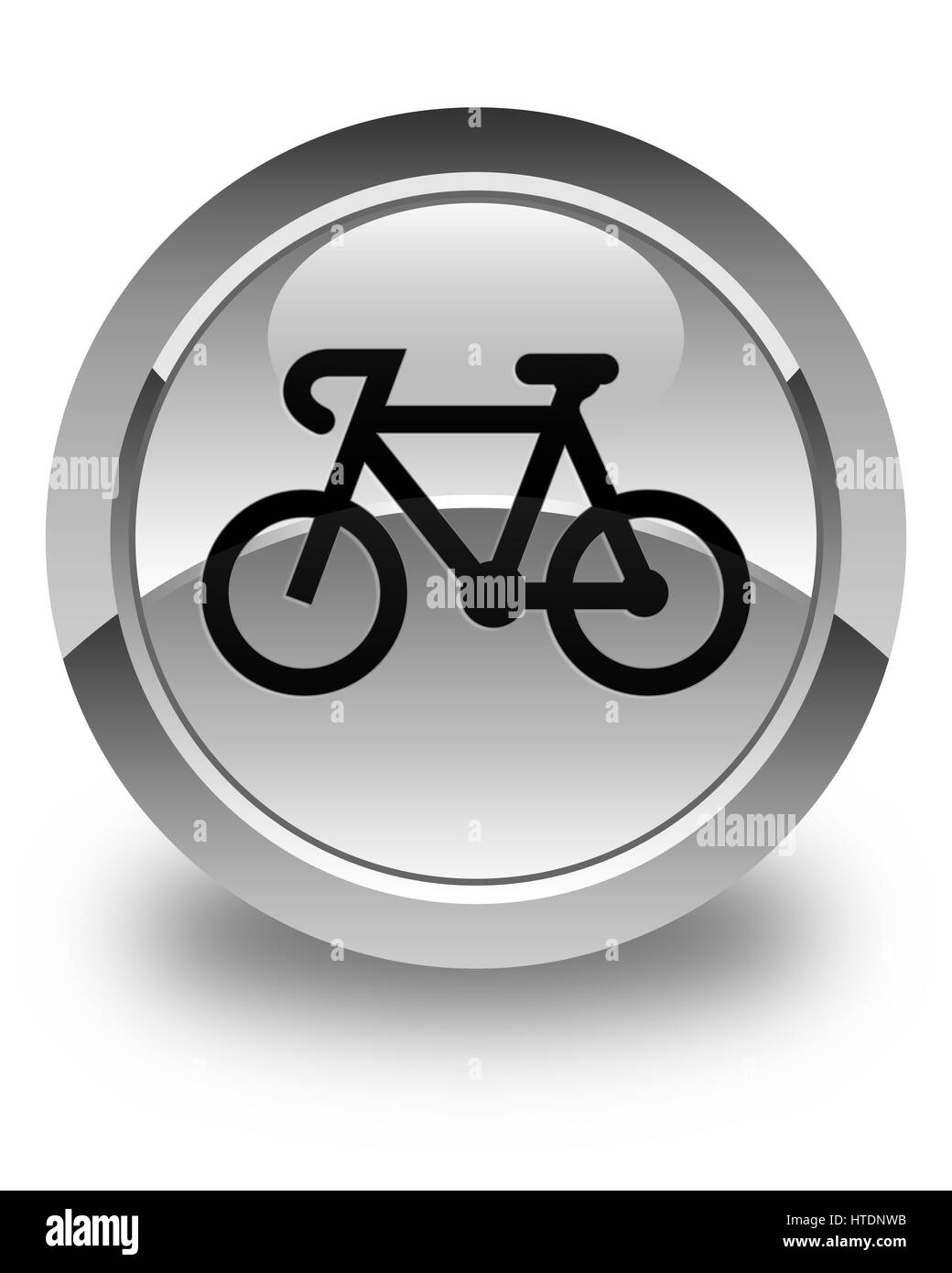 Fahrrad-Symbol isoliert auf weiß glänzend Runde Taste abstrakte Abbildung Stockfoto
