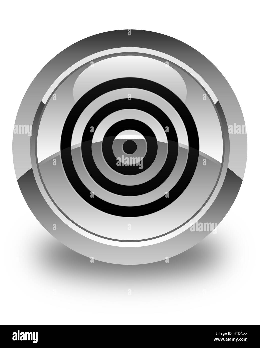 Zielsymbol isoliert auf abstrakte Darstellung glänzend weißen runden Knopf Stockfoto