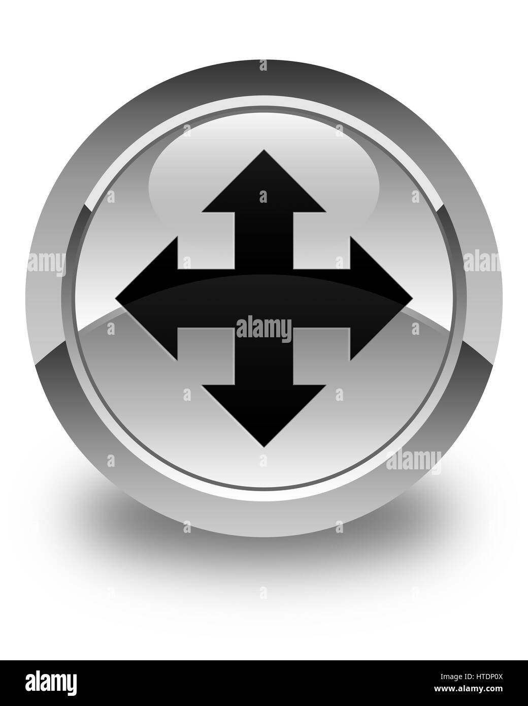 Symbol "verschieben" auf glänzenden weißen runden Knopf abstrakte Abbildung isoliert Stockfoto