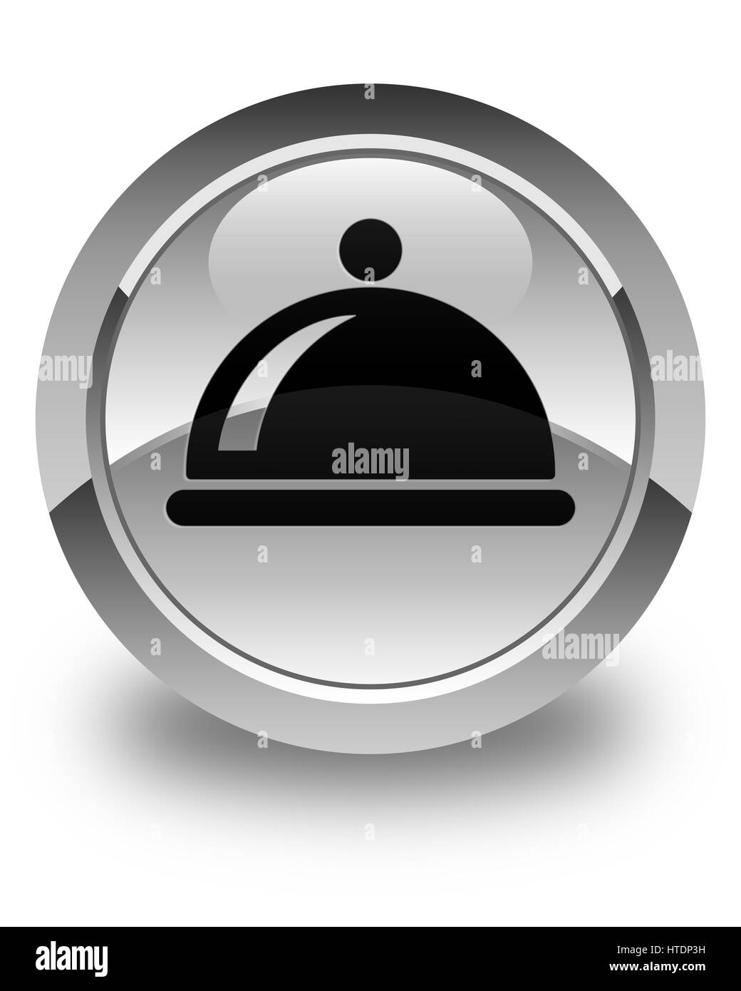 Essen-Teller-Symbol isoliert auf abstrakte Darstellung glänzend weißen runden Knopf Stockfoto