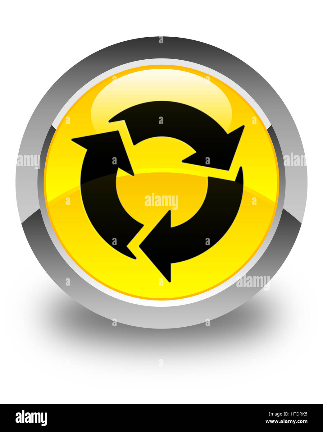 Aktualisieren Sie Symbol isoliert auf abstrakte Darstellung glänzend gelben runden Knopf Stockfoto