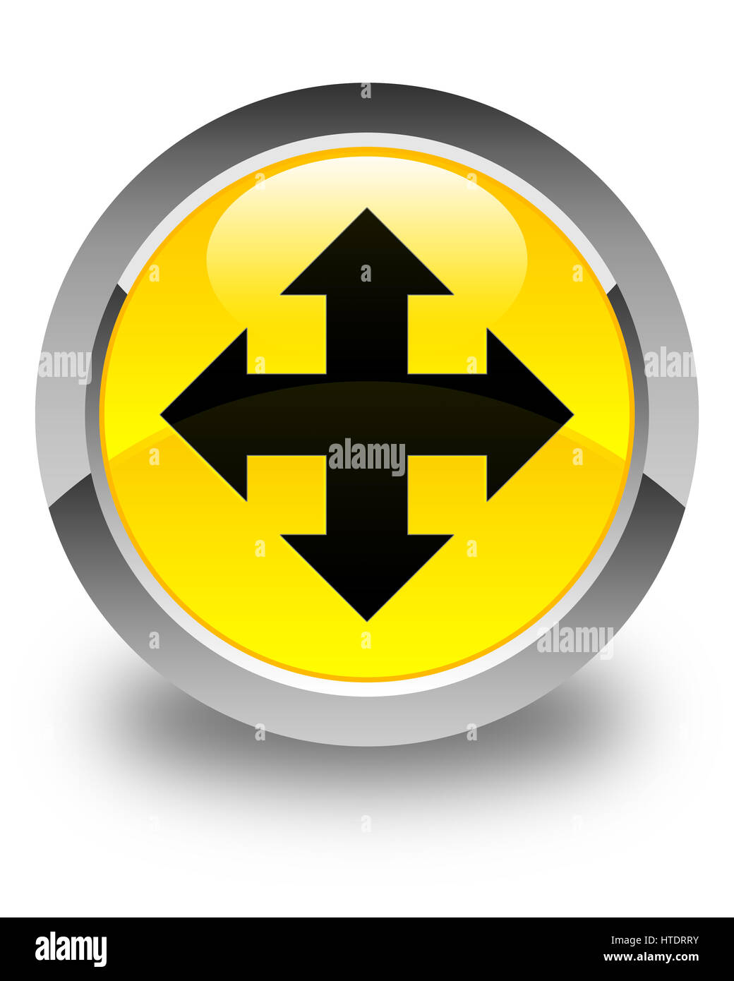 Symbol "verschieben" auf glänzenden gelben runden Knopf abstrakte Abbildung isoliert Stockfoto