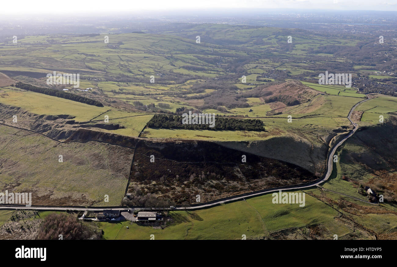 Luftaufnahme von einigen niedrigen Hügeln im Pennines Stockfoto