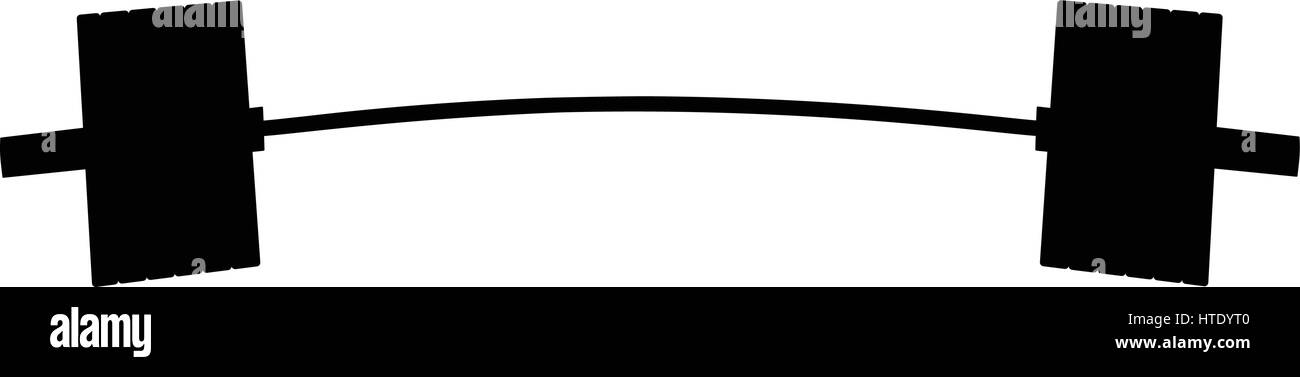schwarze Silhouette Langhantel mit Platten für Kraftdreikampf Stock Vektor