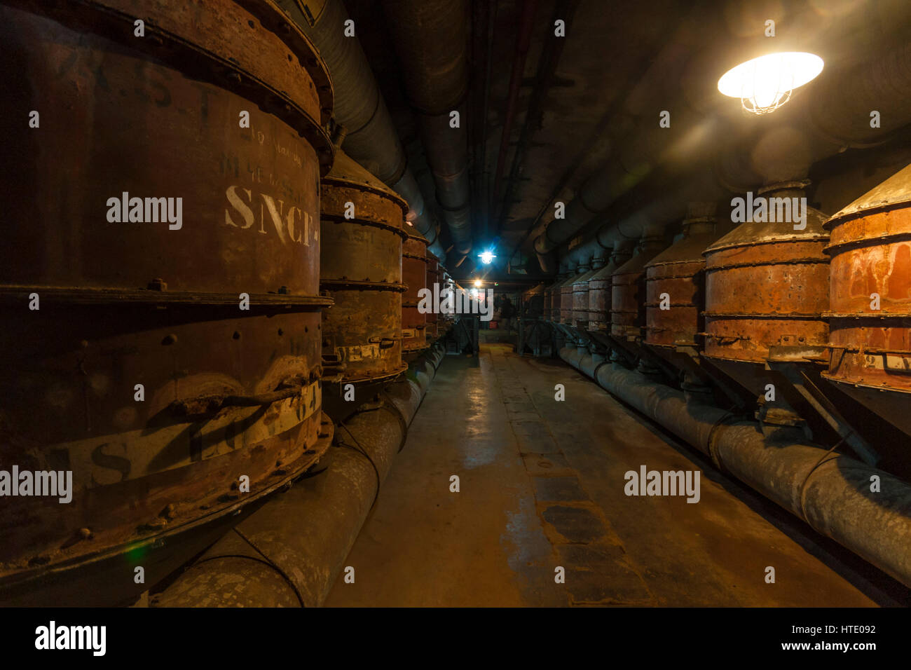 Fort de Fermont, Longuyon, Frankreich. Der Heizraum in eine unterirdische Festung der Maginot-Linie Stockfoto