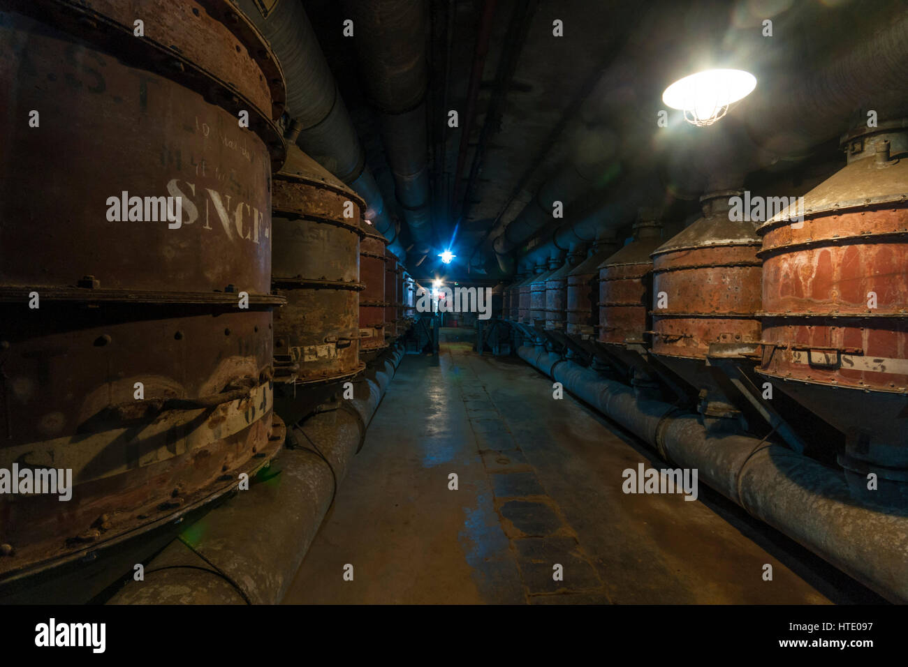 Fort de Fermont, Longuyon, Frankreich. Der Heizraum in eine unterirdische Festung der Maginot-Linie Stockfoto