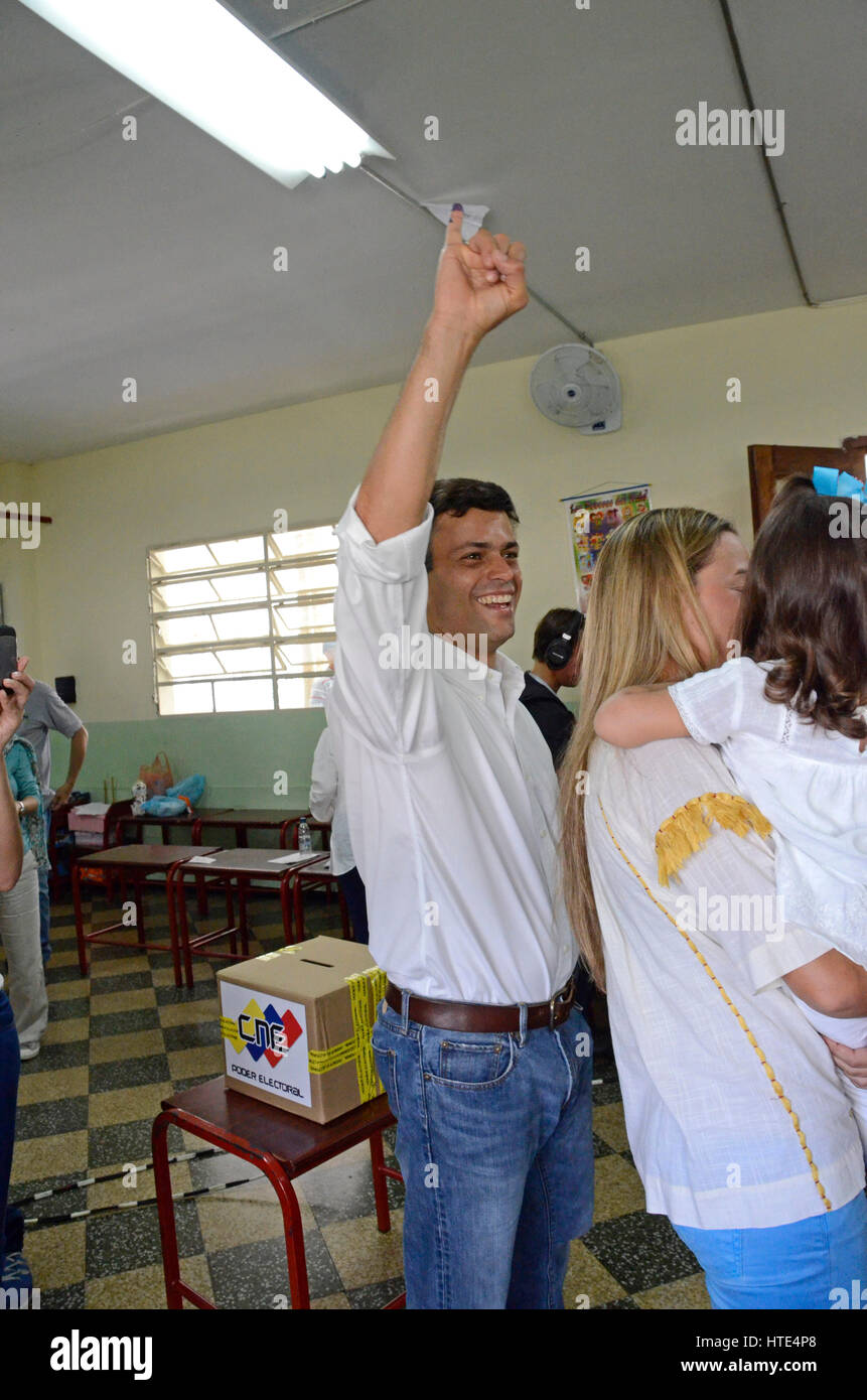 Leopoldo López Mendoza ist ein venezolanischer Politiker, derzeit tätig als nationaler Koordinator der venezolanische Partei Voluntad beliebt. López, wh Stockfoto