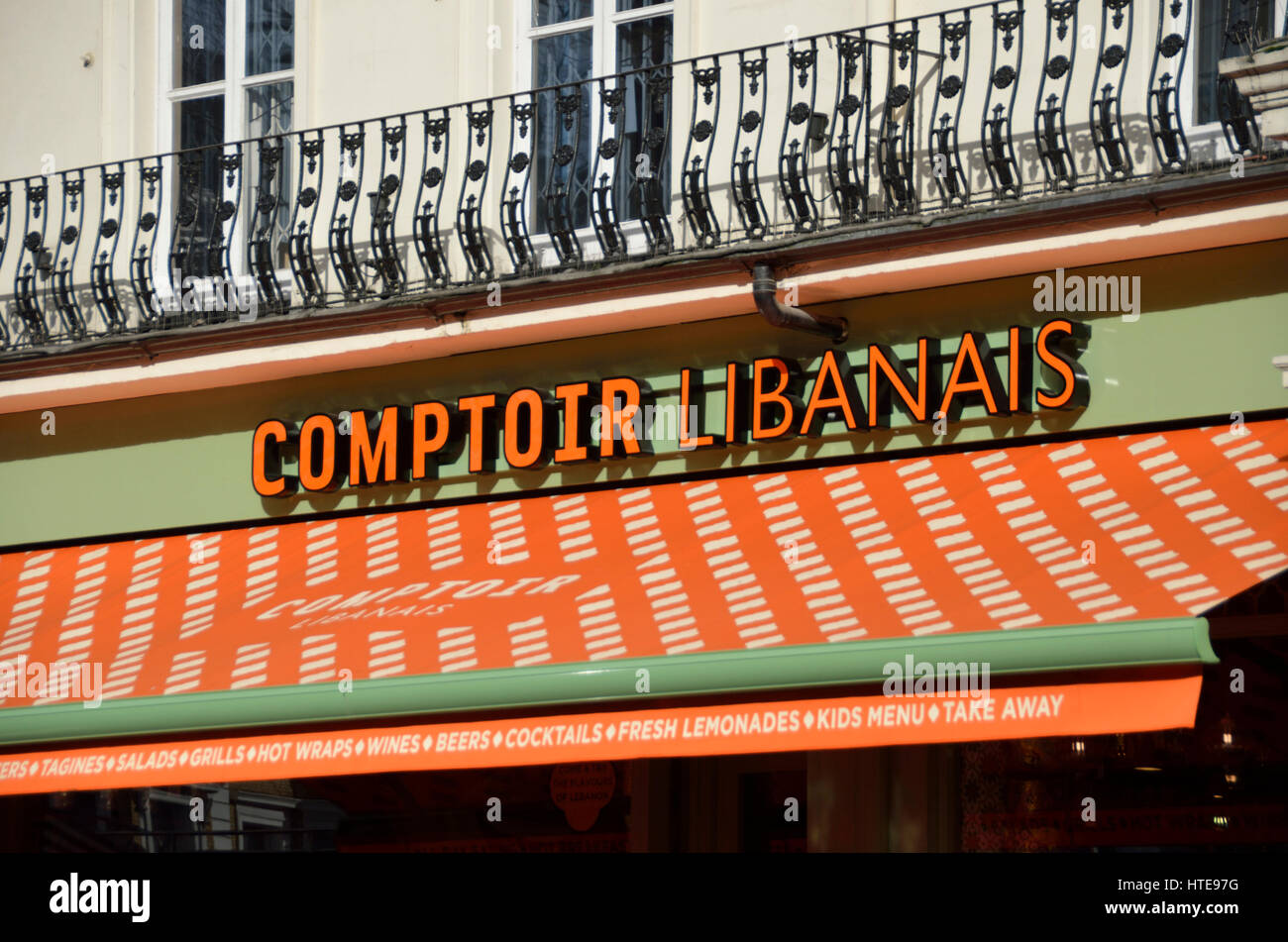 Comptoir Libanais libanesischen Restaurant in Gloucester Rd, Kensington, London, UK. Stockfoto