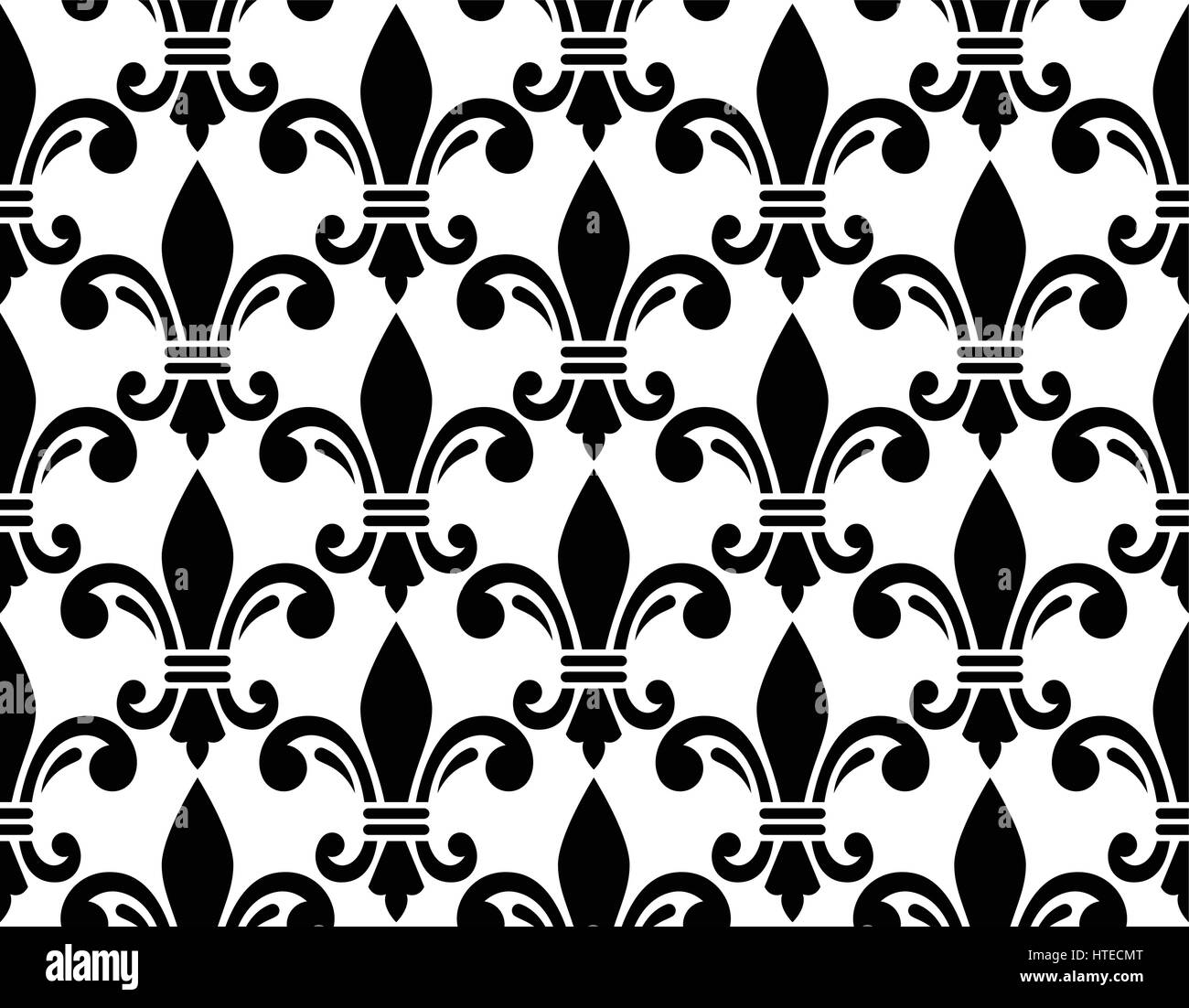 Französisch-Damast Hintergrund - Fleur de Lis Schwarz Muster Stock Vektor